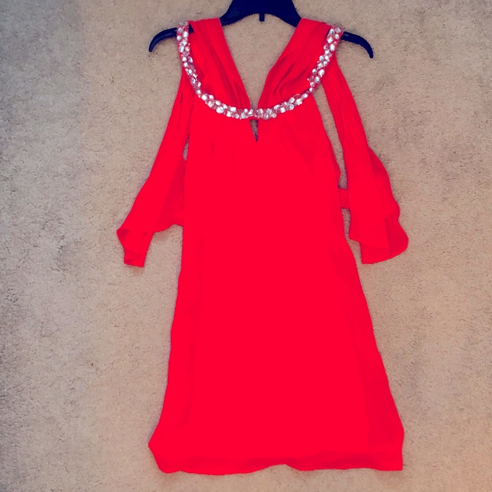 Exquisite Hailey Logan by Adrianna Papell Coral Dress, Sz-9/10, So Blingy!